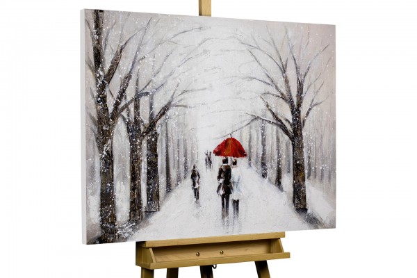 Gemälde handgemalt Bild Bäume Landschaft Paar Liebe Winter Schnee