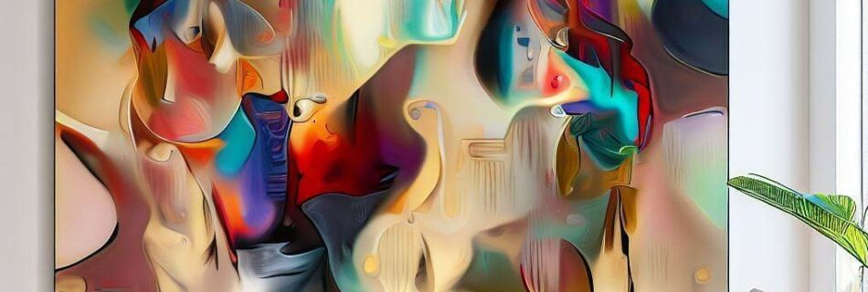 Abstraktes XXL-Gemälde in einem Wohnzimmer