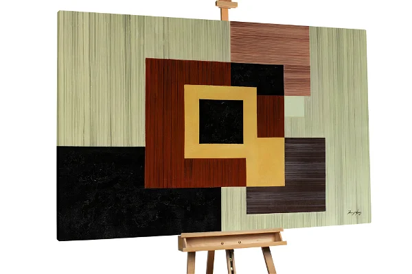 XXL Öl Gemälde Wooden Cubism