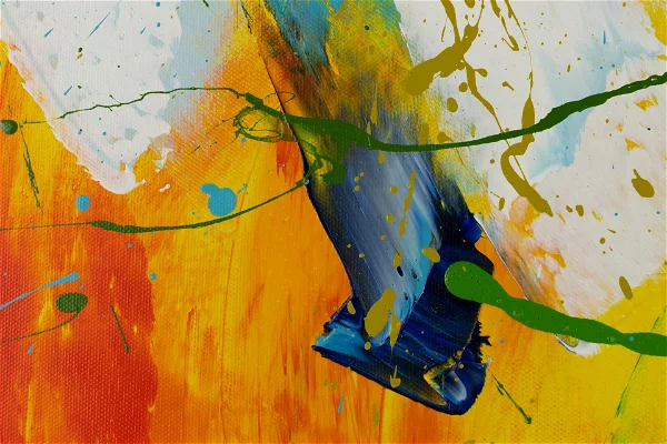 abstrakte kunst in pink gelb blau regenbogen modern acryl gemaelde von Kenneth Zeng