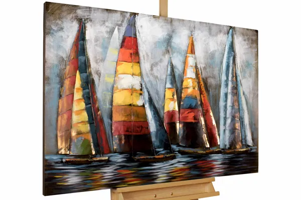 kl02444-segelschiffe-boote-meer-bunt-modern-acryl-gemaelde-oel-bild-kunst-kunstloft-collage-metall-holz-01