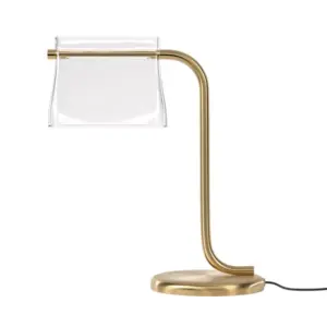 Goldene Tischlampe mit Glaselement – luxuriöse Beleuchtung für Büro oder Wohnzimmer