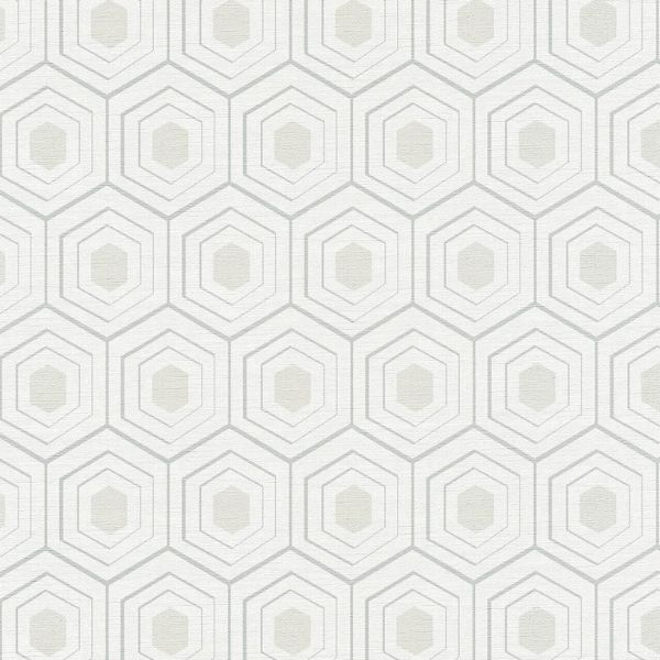 Weißes geometrisches Tapetenmuster mit sechseckigem Design für moderne und elegante Wohnräume