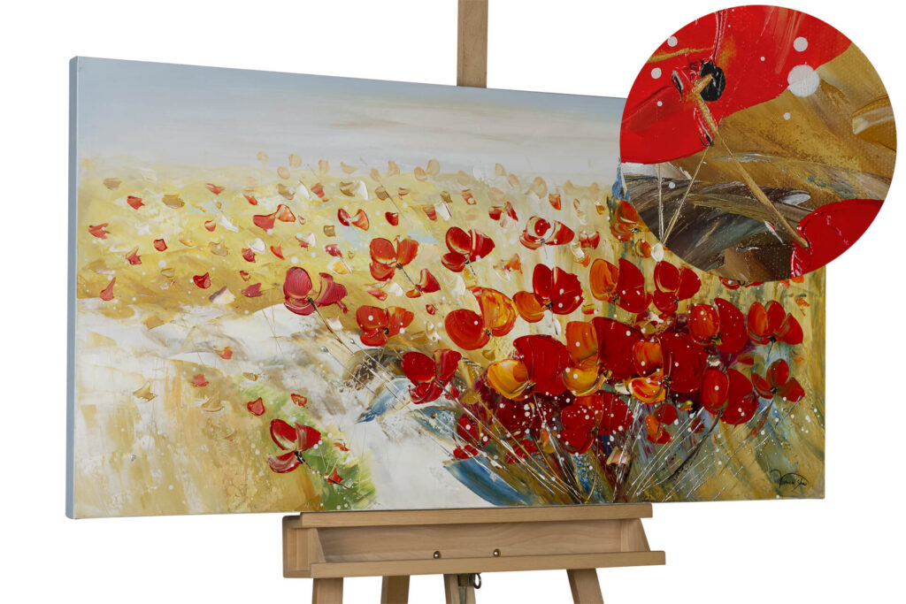 Handgemaltes Gemälde 'Flammende Blüten'
